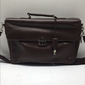Coach brown leather laptop case